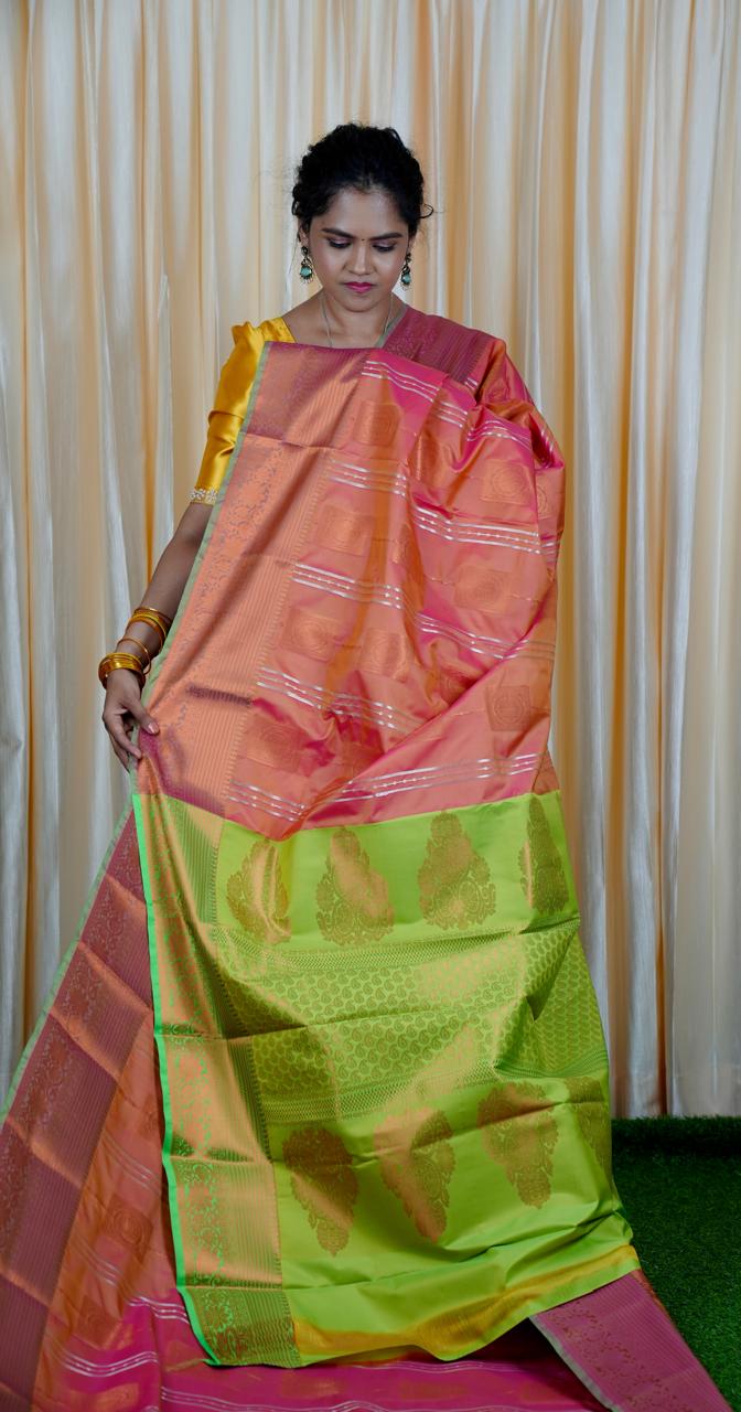 Premium soft semi silk sarees with contrast blouse🥳✅