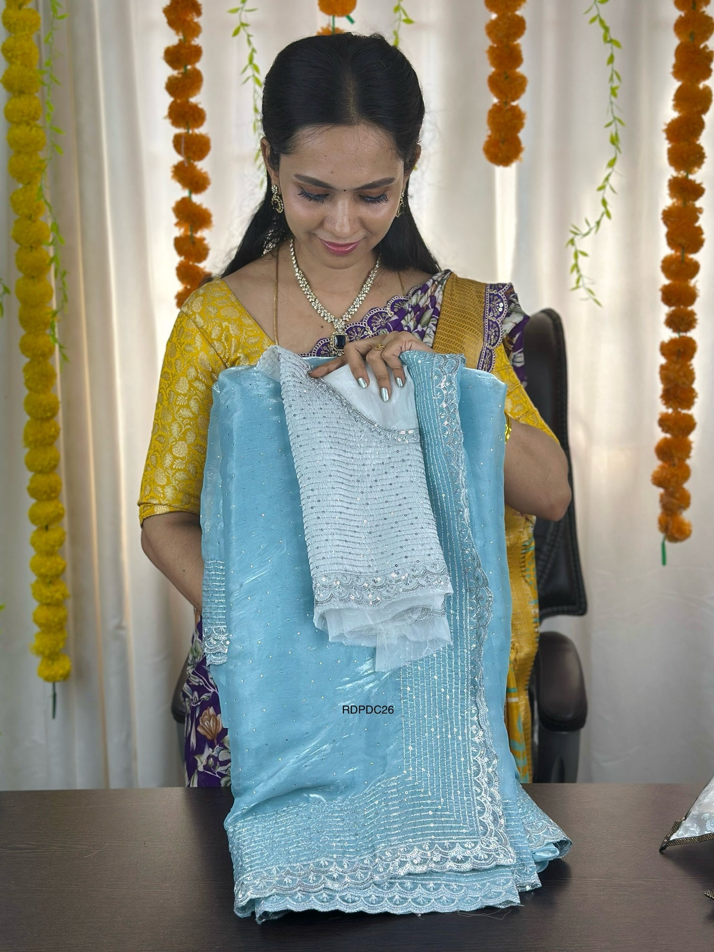 Jimmychoo saree with heavy work blouse
