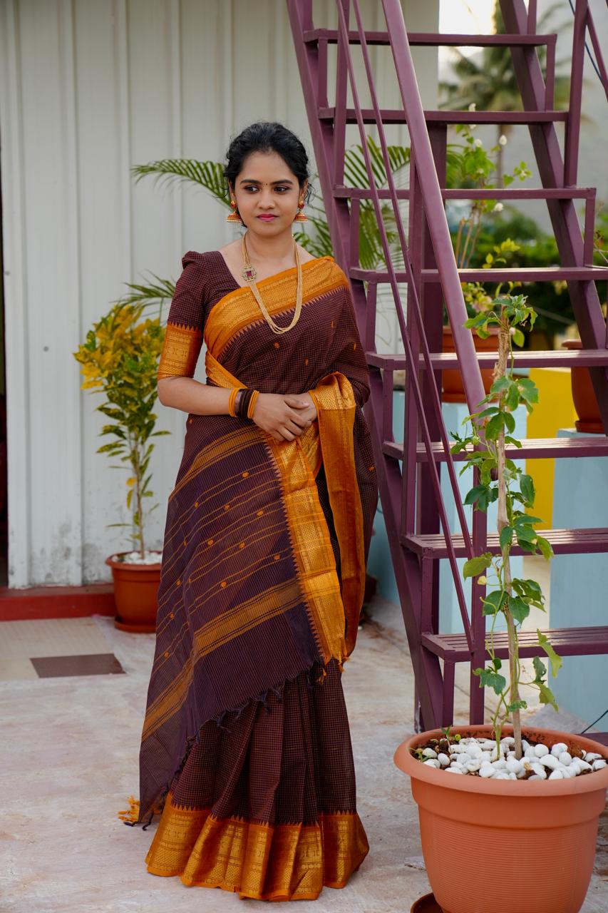 Premium kanchi korvai Chettinad cotton saree ππ