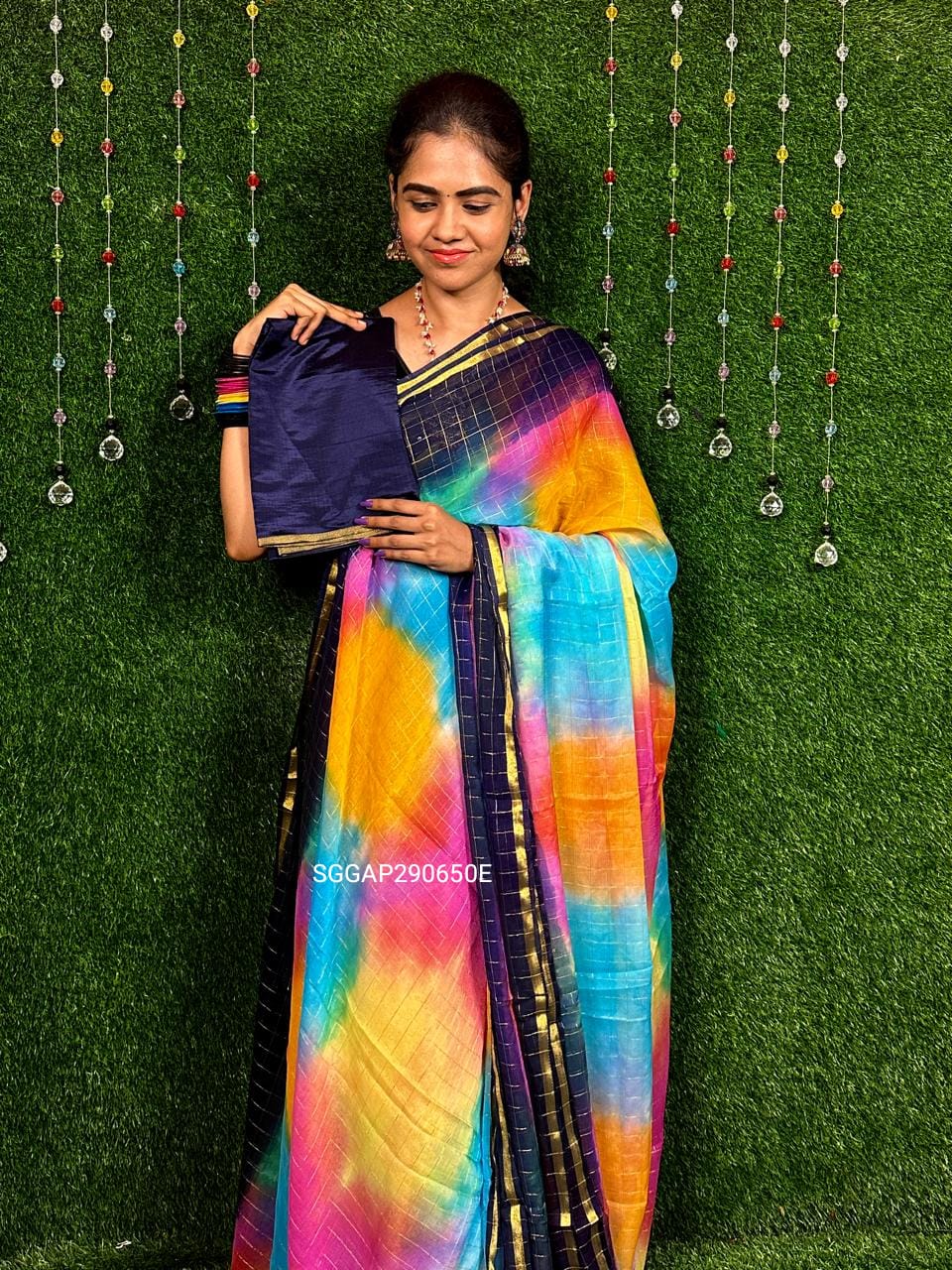 Chiffon rangoli checked sarees🥳