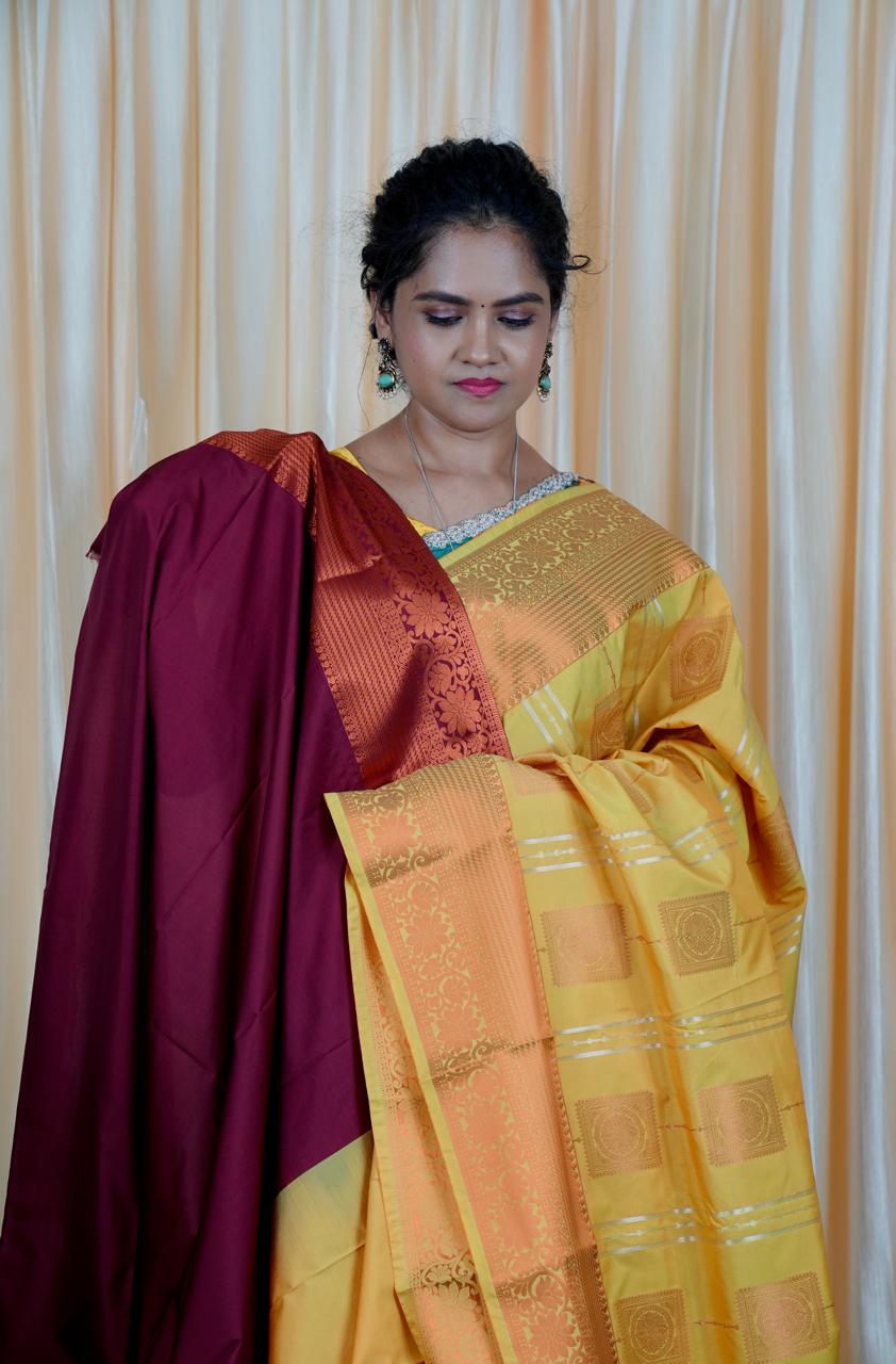 Premium soft semi silk sarees with contrast blouse 🥳