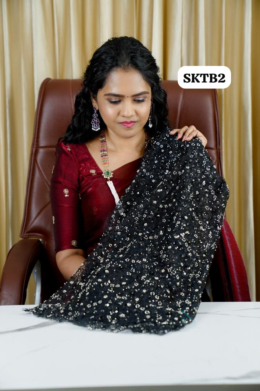 Beeds with sequence work in net blouse (Unstitched) 👇🏻 Prebook