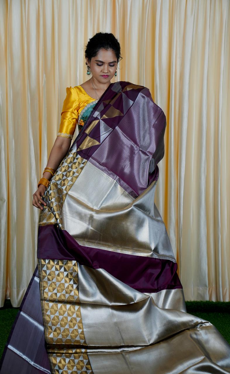 Tissue semi silk sarees in geometric pattern🥰🥳