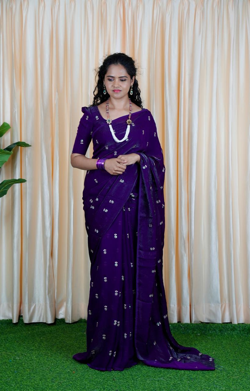 Space silk saree with same blouse 🥳