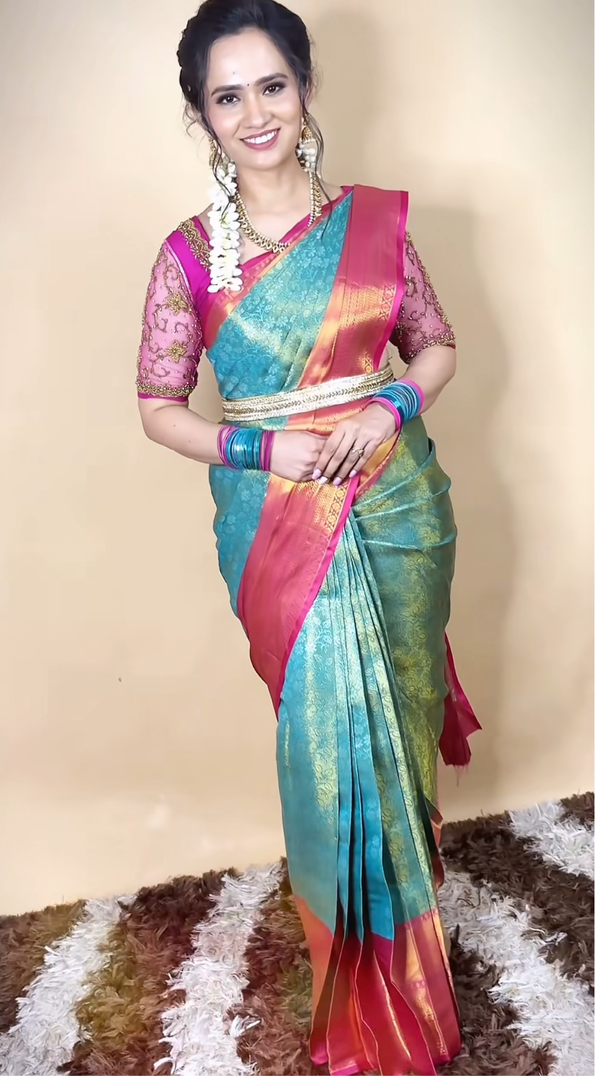 Bridal kanchi semi soft silk saree 🥳