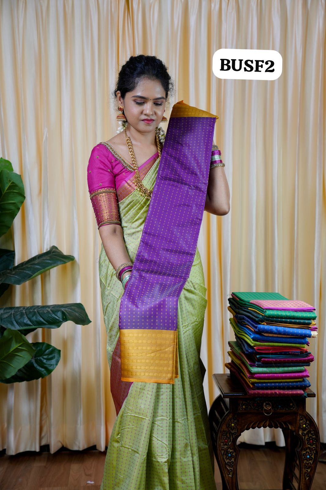 Soft silk sarees in thousand buttas style with Contrast Blouse🥰😎