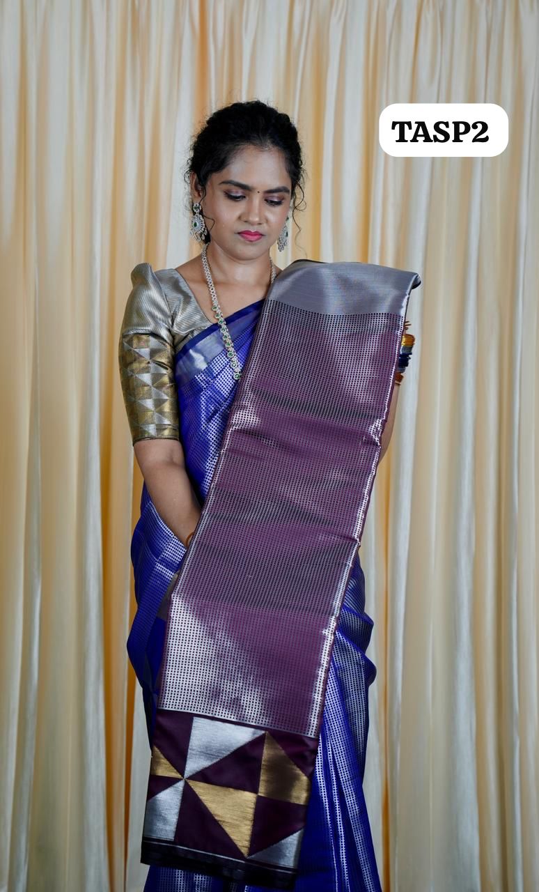 Tissue semi silk sarees in geometric pattern🥰🥳