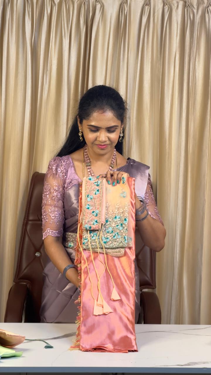 Saree+ designer blouse+ belt.sold ❌