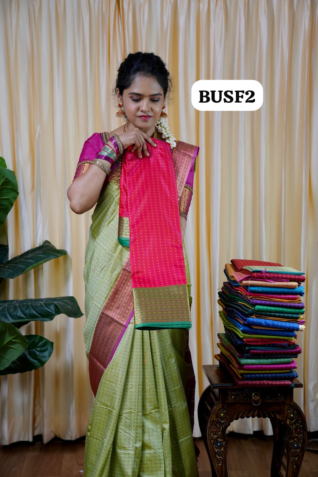 Soft silk sarees in thousand buttas style with Contrast Blouse🥰😎