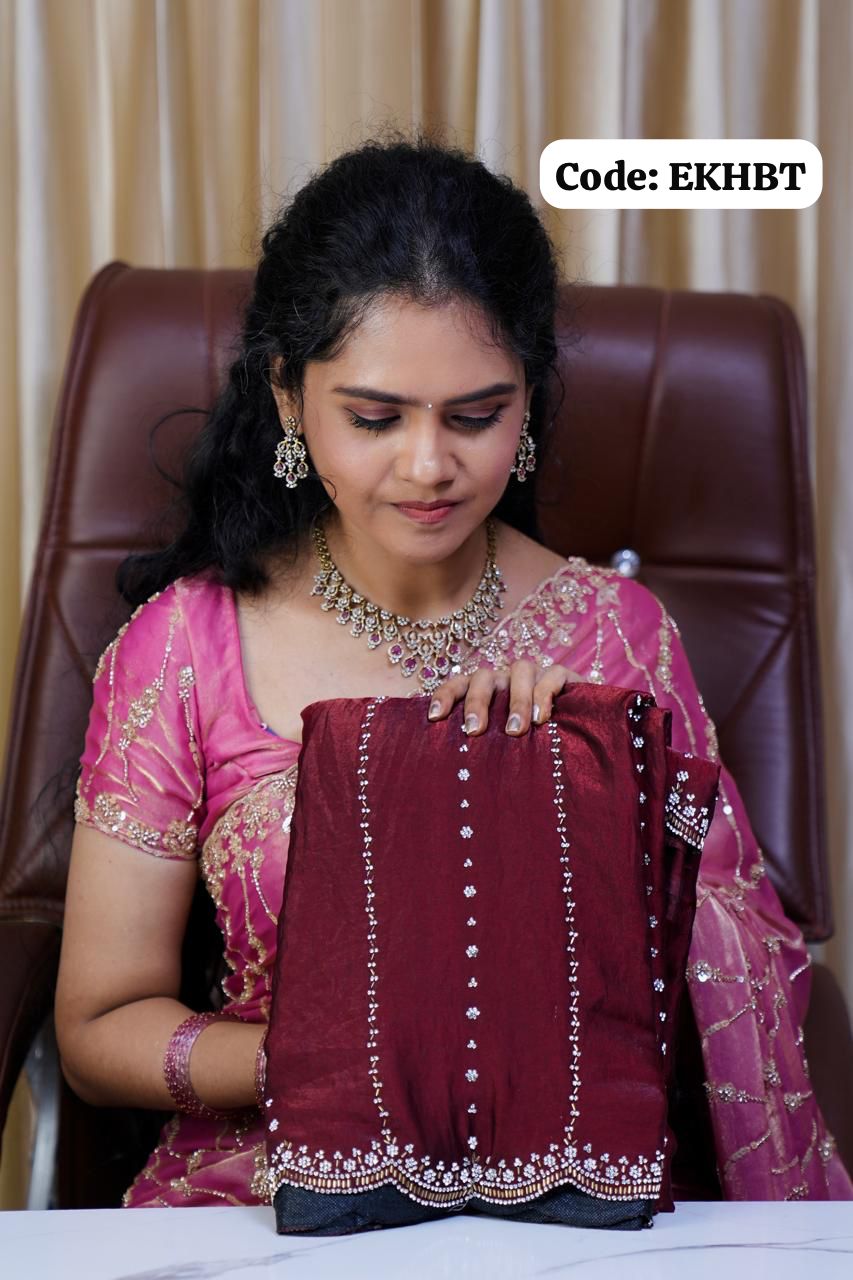 premium space silk with real. Jarkhan diamond work 🥳