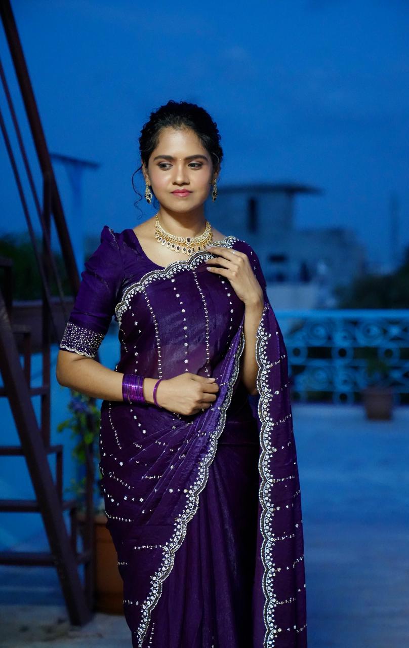 premium space silk with real. Jarkhan diamond work 🥳