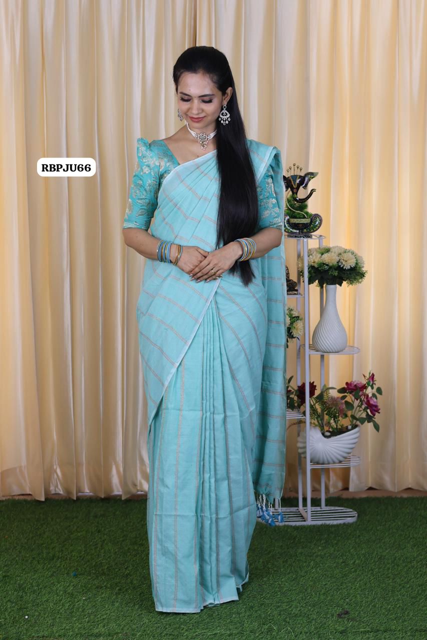 Khadhi cotton saree with zari weaving 🥳