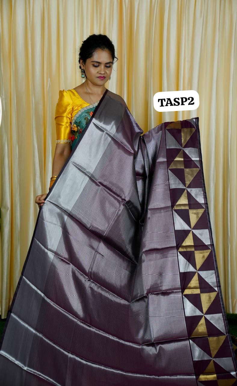 Tissue semi silk sarees in geometric pattern🥰🥳