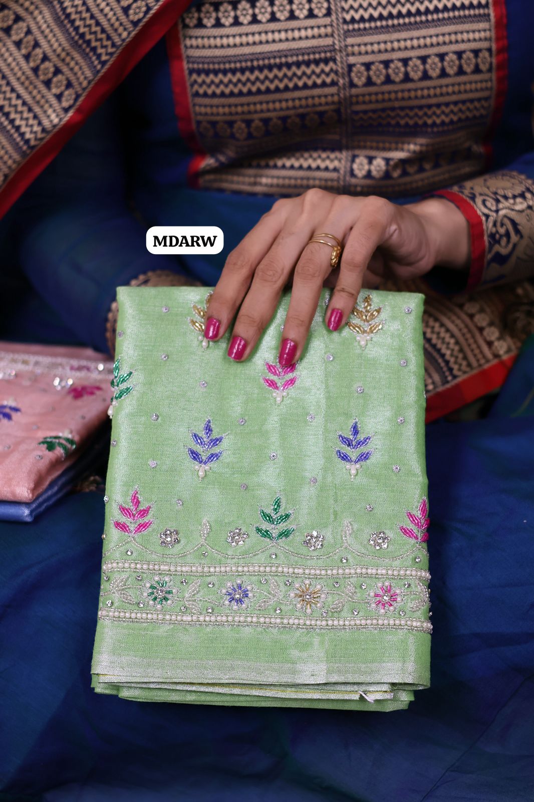 Soft Tissue silk with premium stone work and pearl work😍Ⓜ️