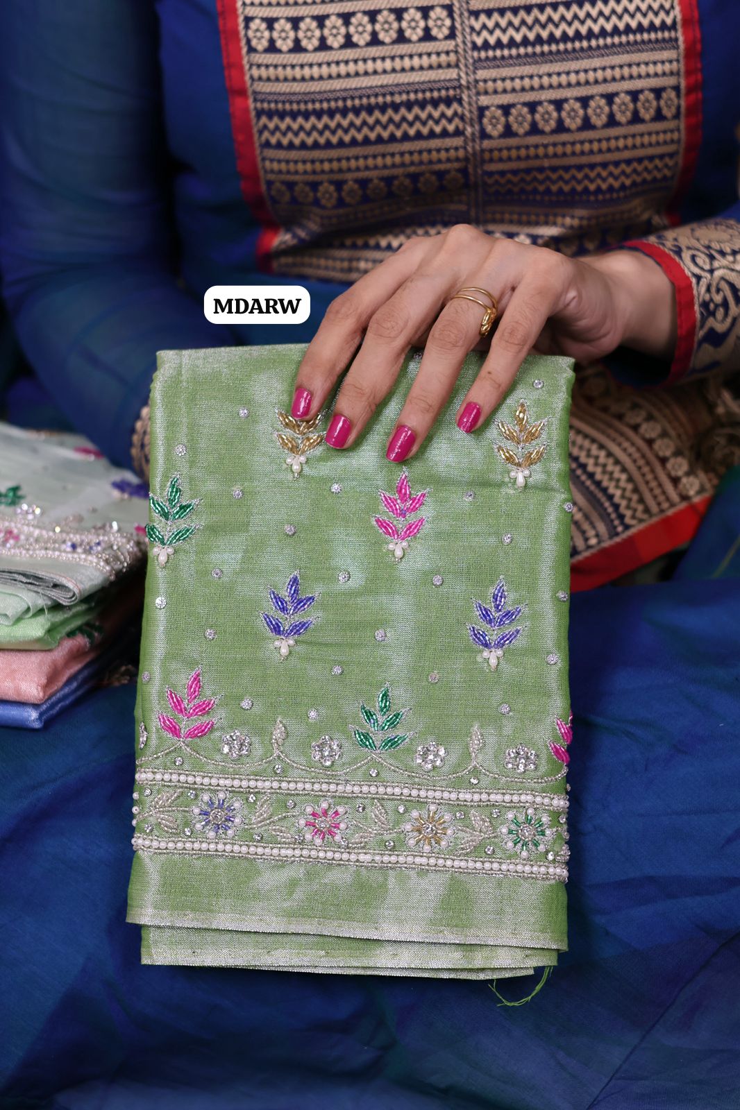 Soft Tissue silk with premium stone work and pearl work😍Ⓜ️