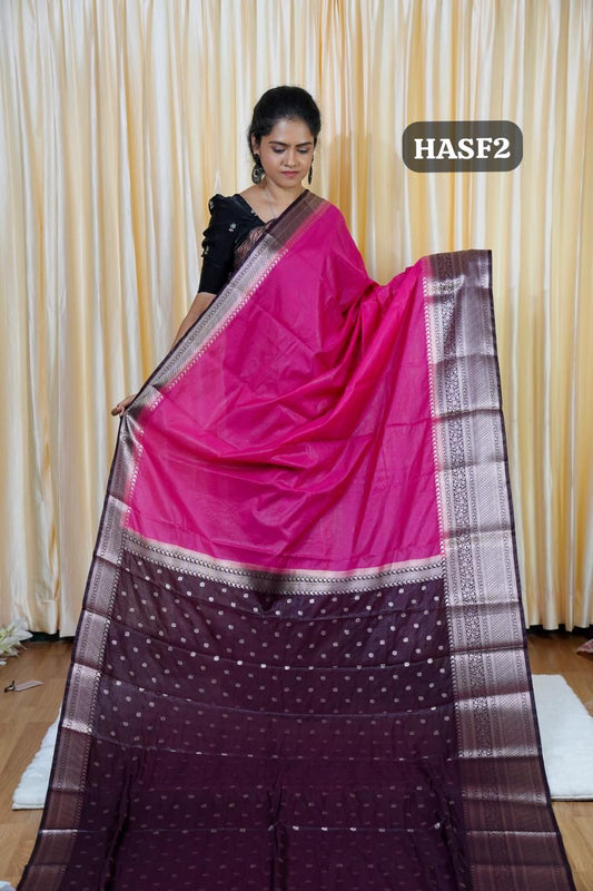 Warm silk sarees in half and half collections🥳