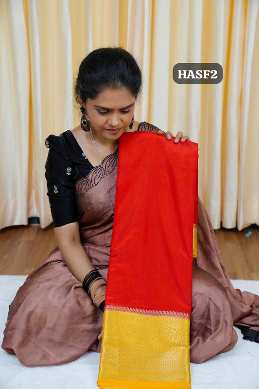 Warm silk sarees in half and half collections🥳