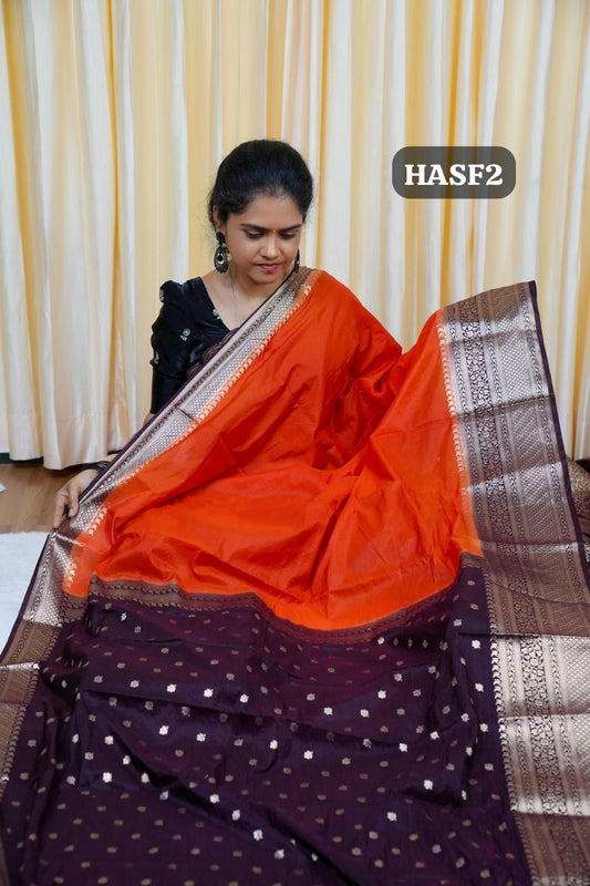Warm silk sarees in half and half collections🥳