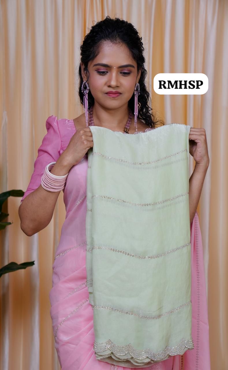 Space silk saree with stone work🥰😎🥳