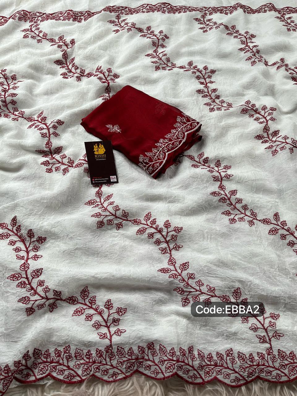 Crushed Space Silk Floral design with thread embroidery work 🥳