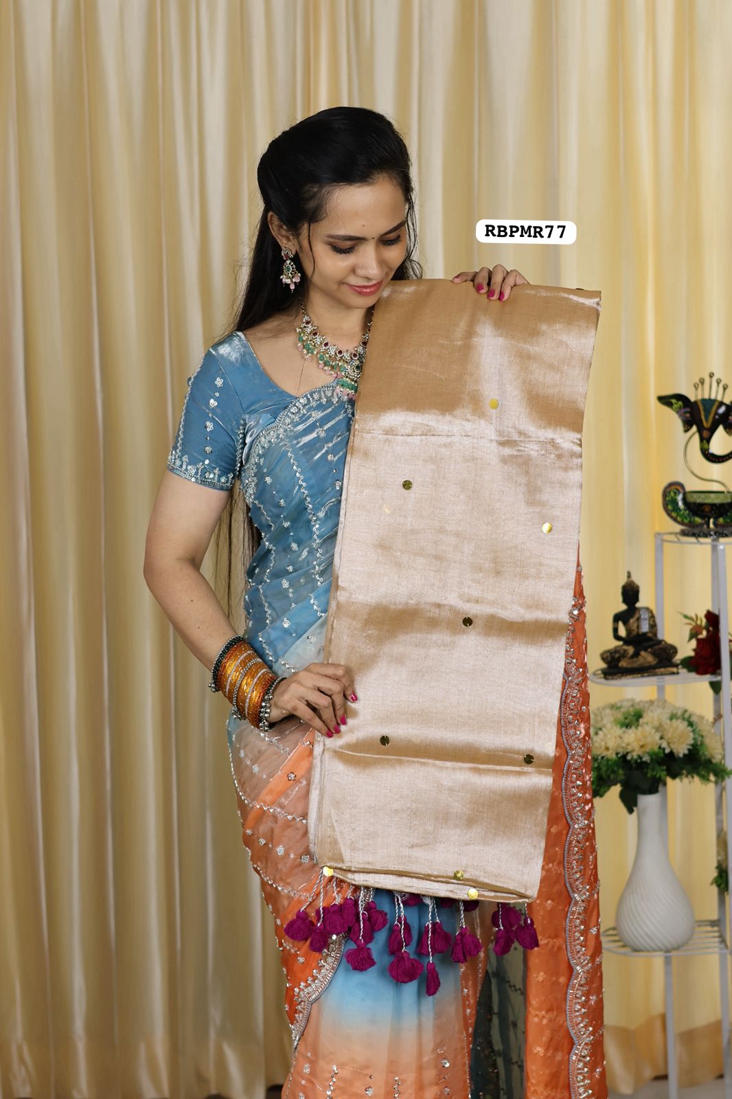 khadhi tissue saree with chumkey work🥳