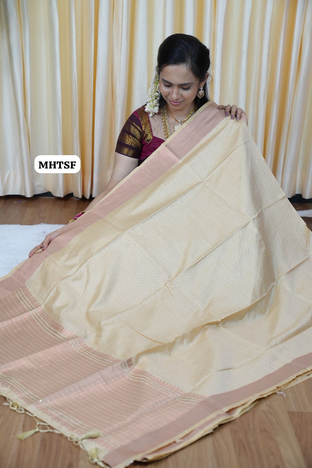 Tussar soft silk saree with sequence work🥰🥳