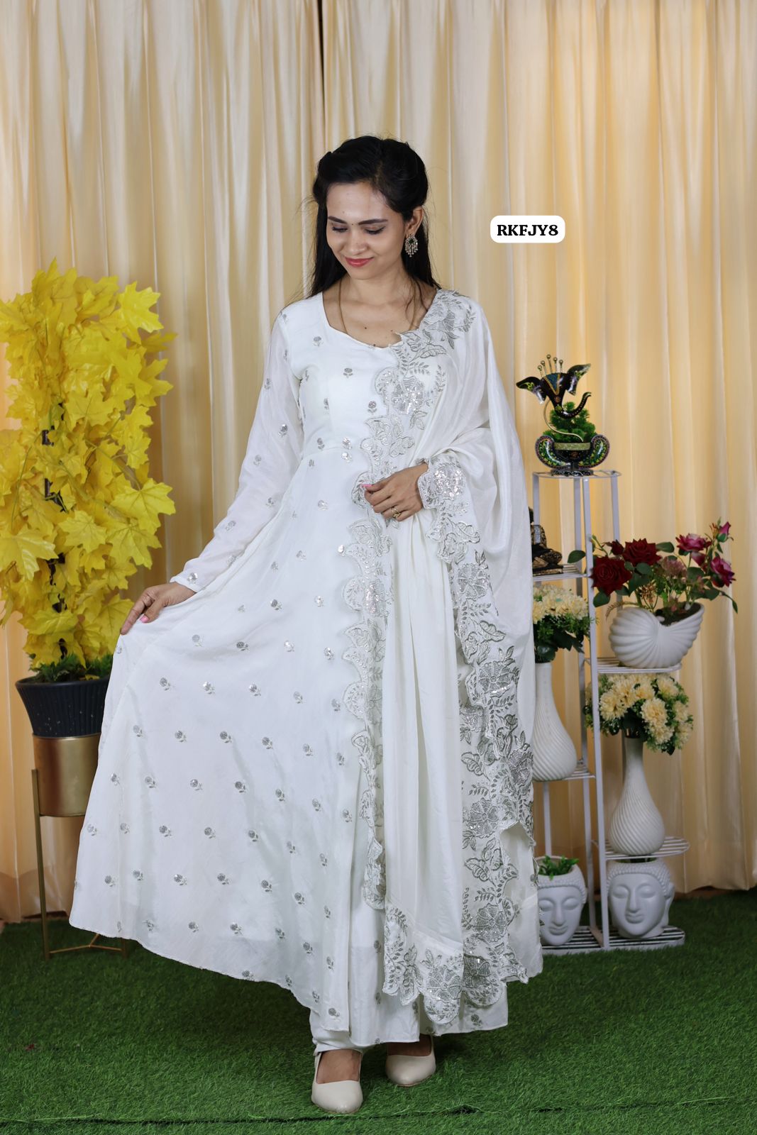 Fully stitched anarkali with full lining and padded . With sequins work 🥳