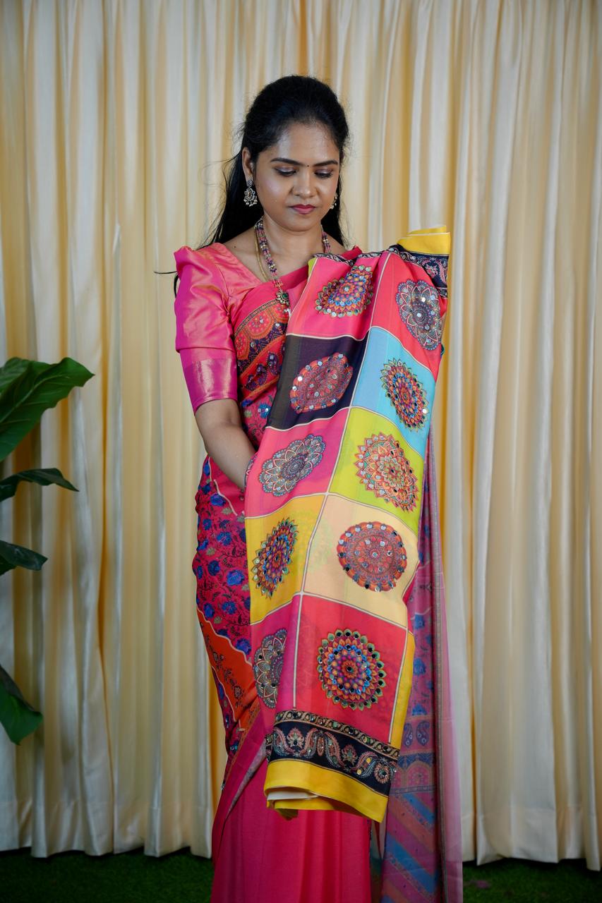 Soft Georgette mirror🥳😍✅