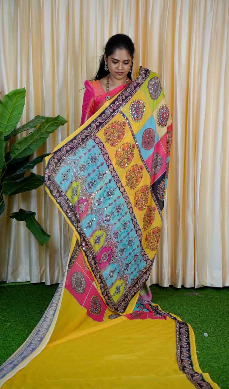 Soft Georgette mirror🥳😍✅