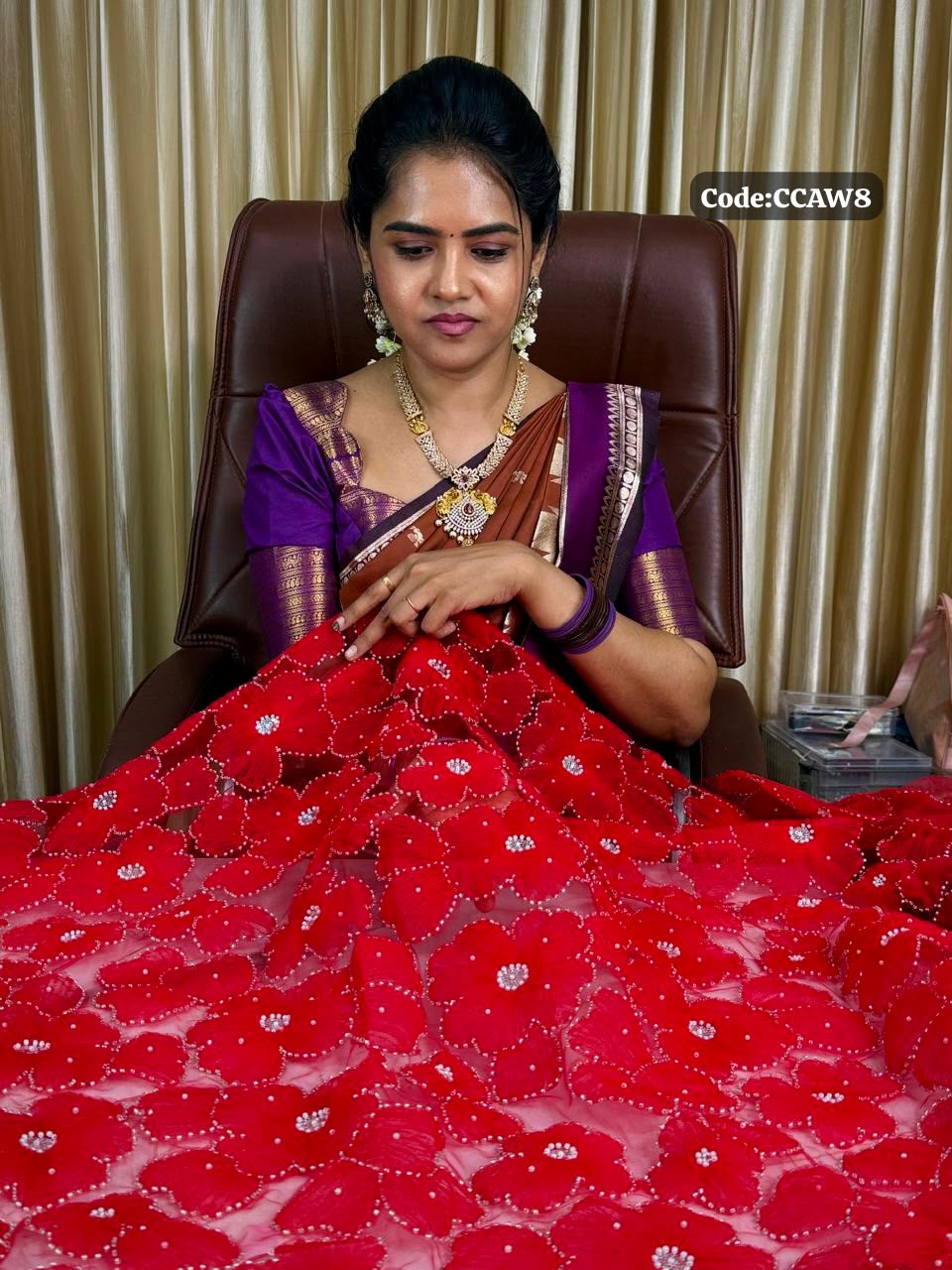 Space silk saree with designer blouse🥳