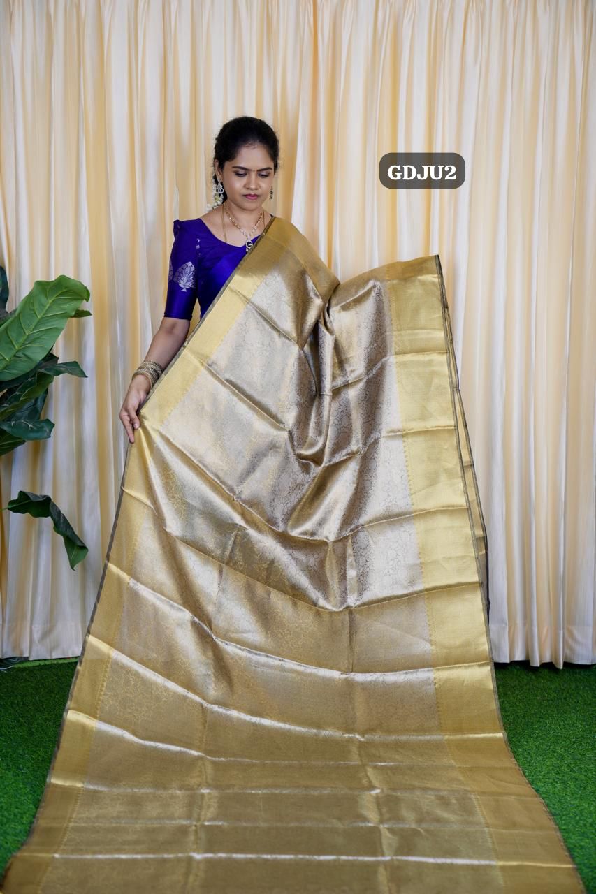 🥳Premium kanchi inspired tissue silk sarees in triple zari