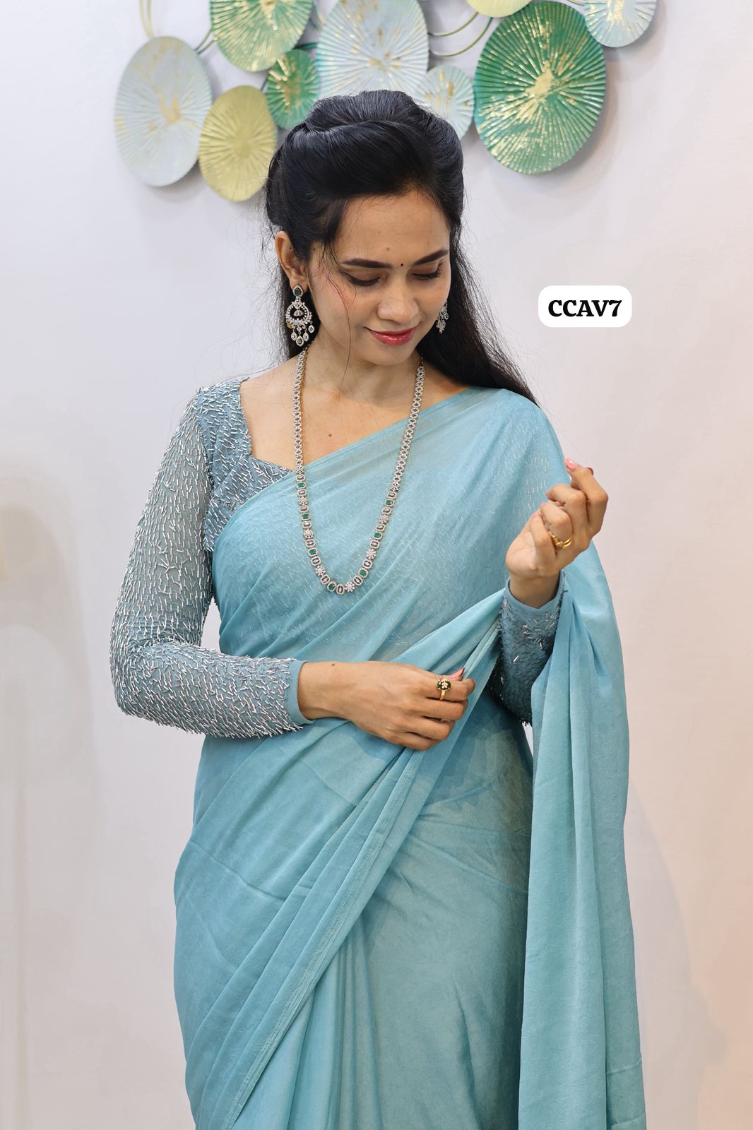 Viscose space silk with heavy designer blouse 🥳