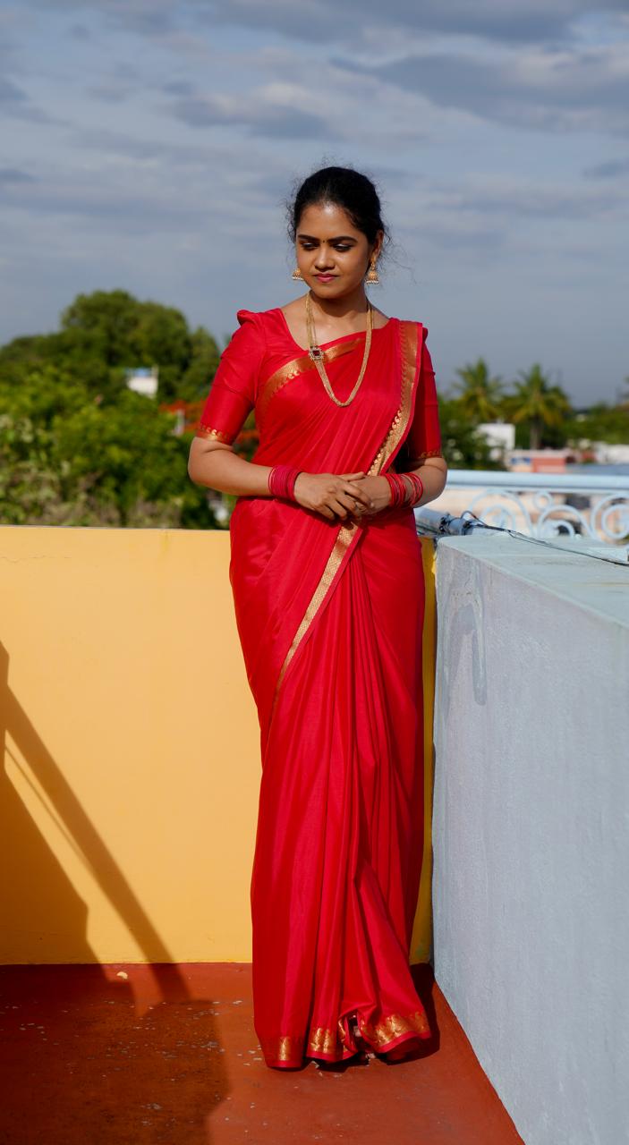 Mysore crepe silk with golden zari 🥳