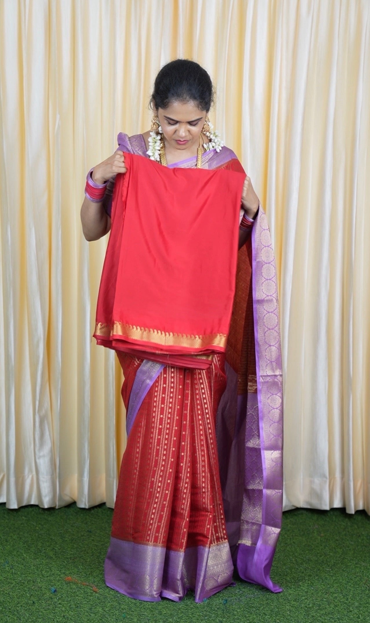 Mysore crepe silk with golden zari 🥳