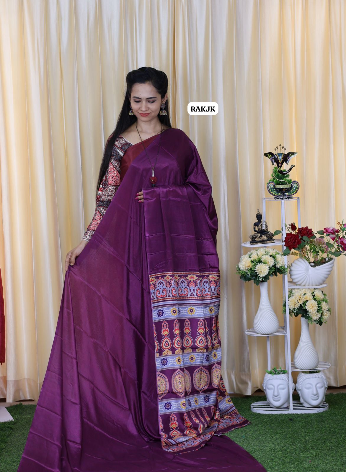 Most trending ajrak print chinnon .semi silk saree 😍🥳