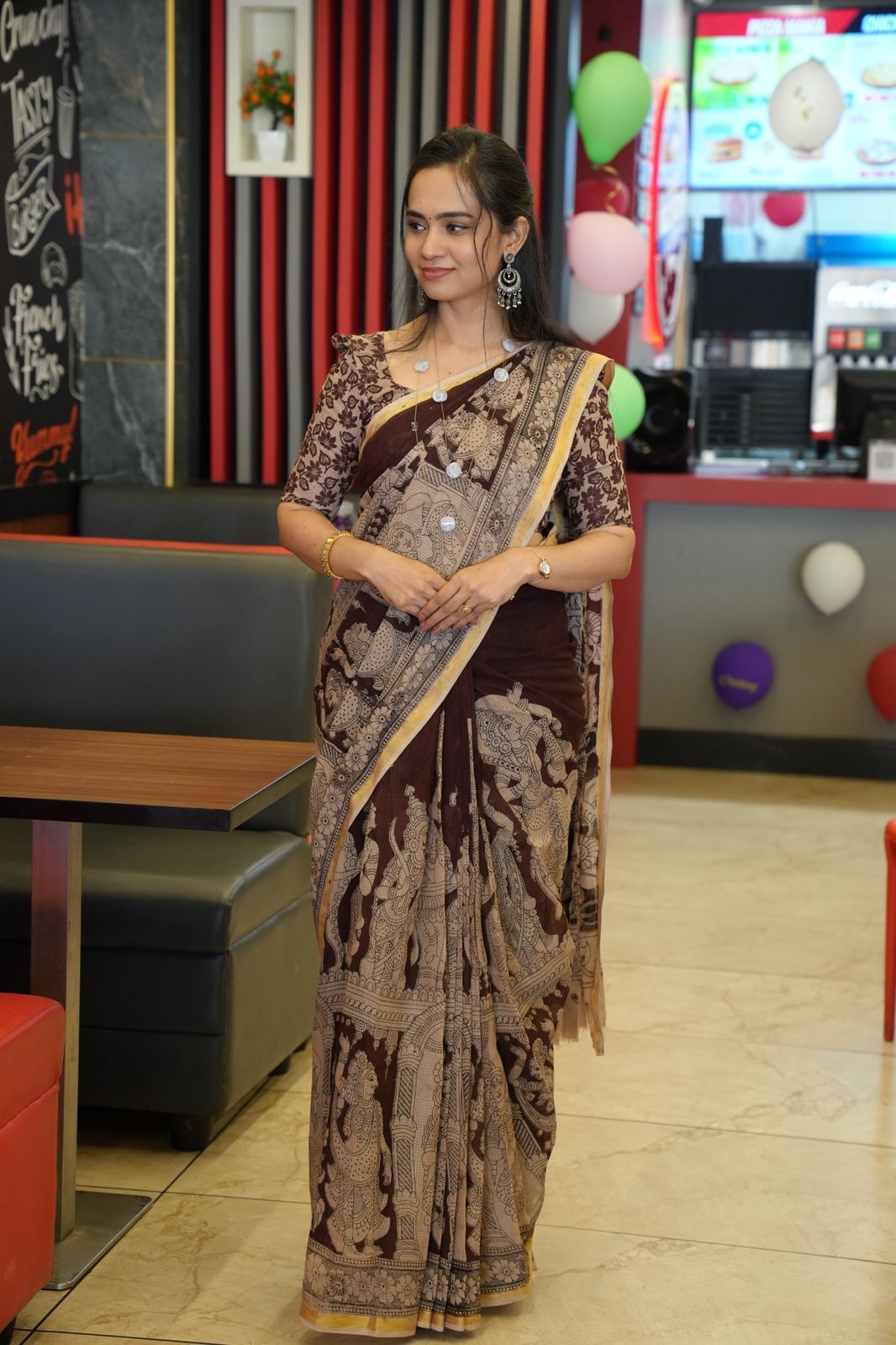Soft Kota cotton Kalamkari print saree. 🥰😎📚