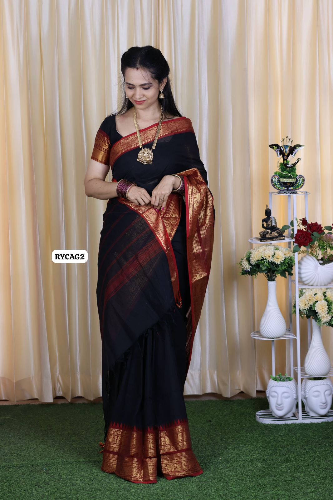Premium Kanchi cotton 🥳black⚫with red
