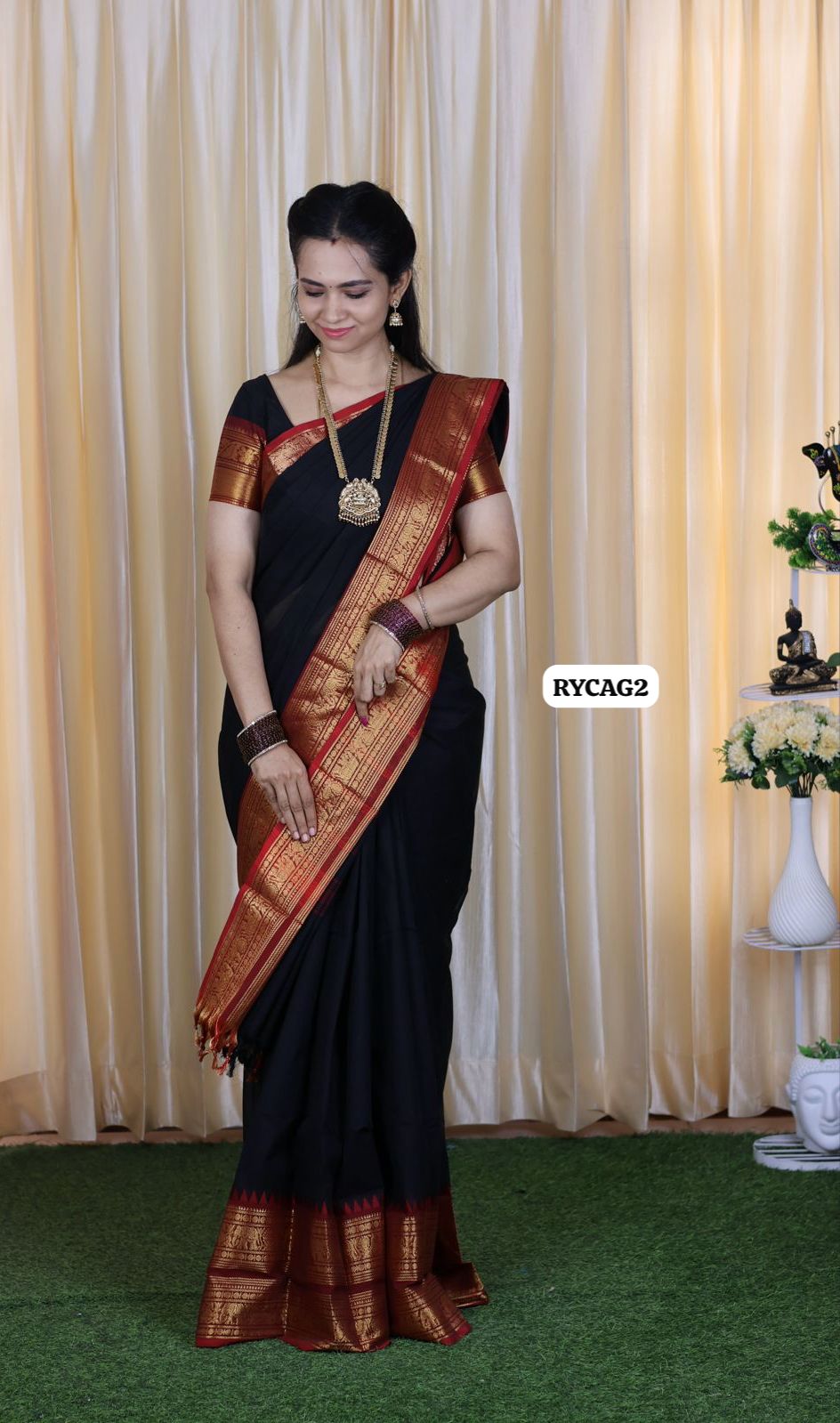 Premium Kanchi cotton 🥳black⚫with red