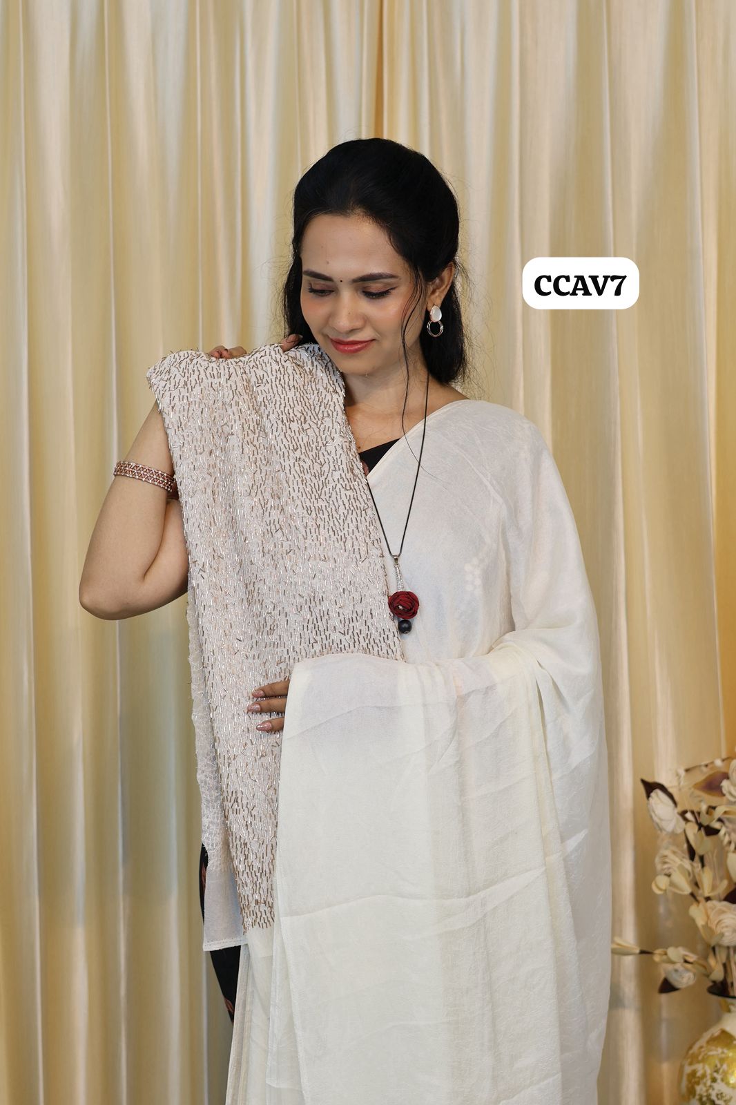 Viscose Space Silk With Heavy Designer Blouse 😍🥳
