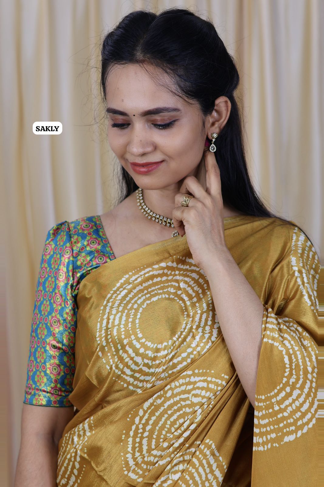 AJRAKH print saree .satin silk 🥳