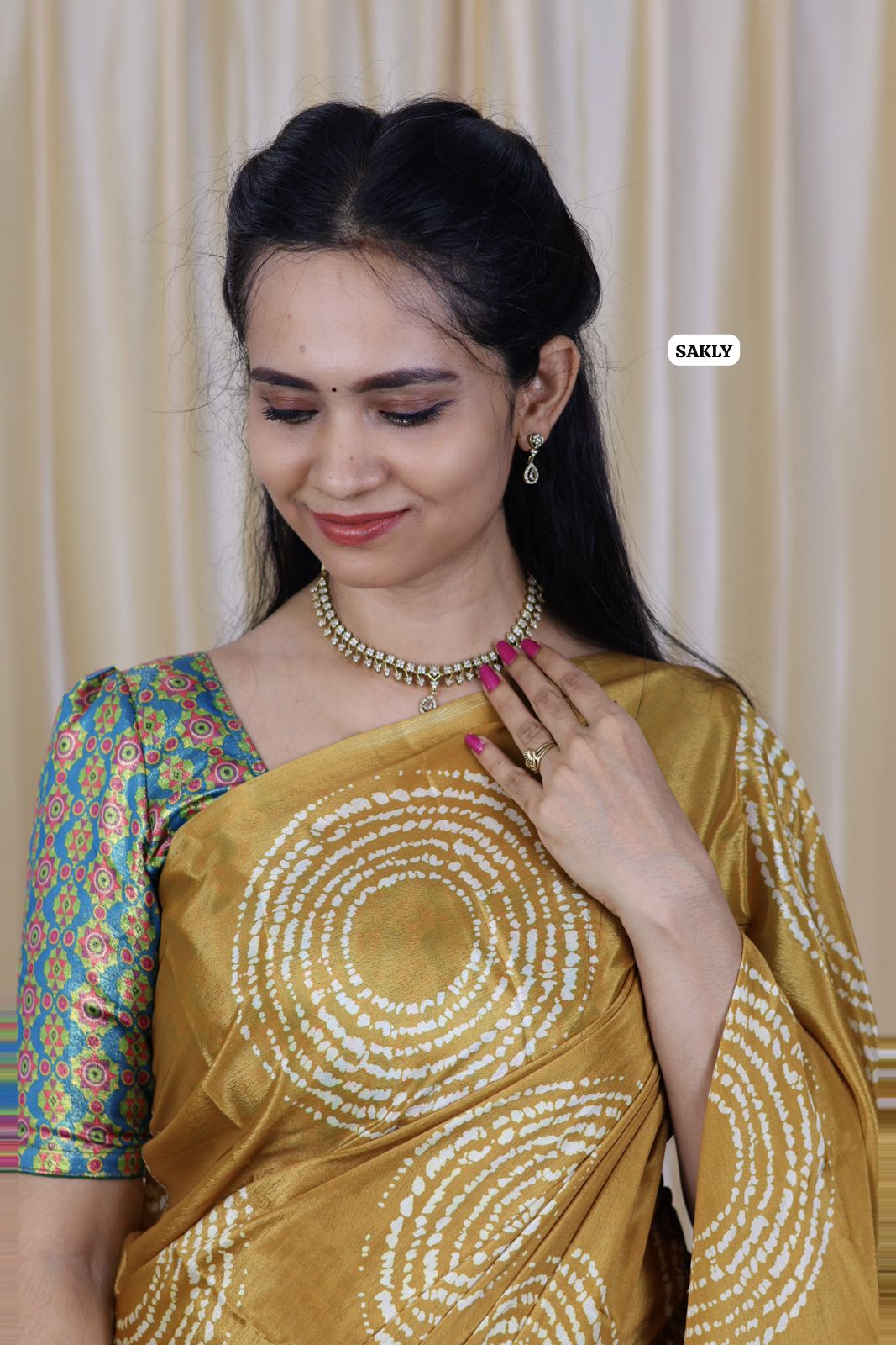 AJRAKH print saree .satin silk 🥳