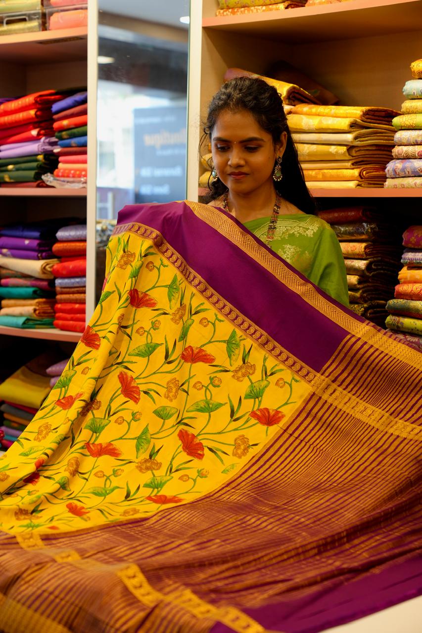 Mysore Silk with Floral Prints🥰🌲🏃♀️Offer