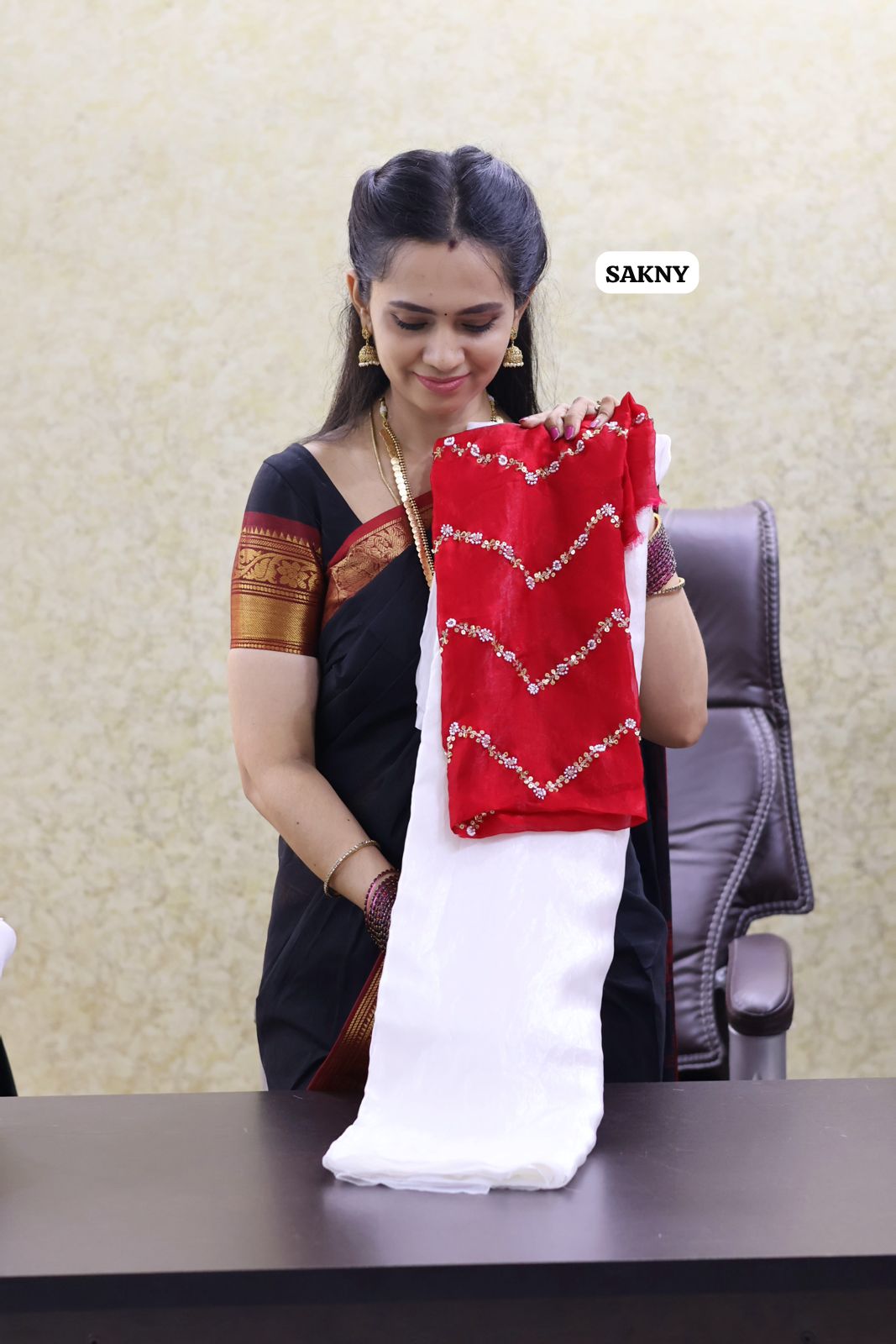 Space silk with heavy work blouse 😍🥳