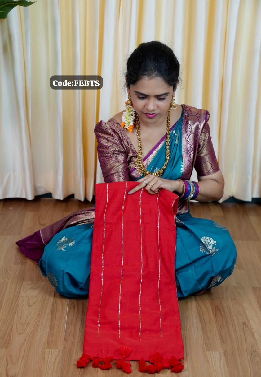 Soft cotton saree with sequence work 🎁