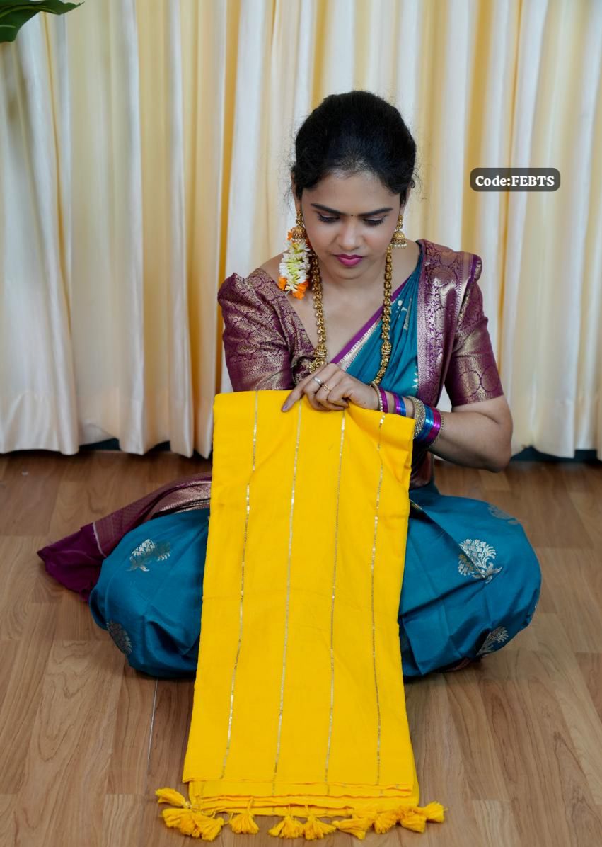 Soft cotton saree with sequence work 🎁