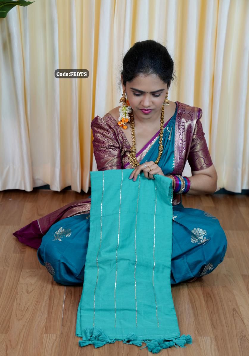 Soft cotton saree with sequence work ๐