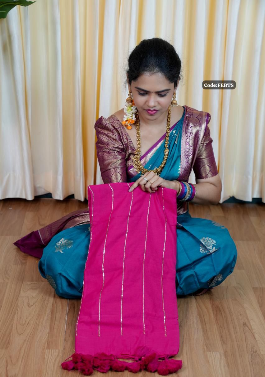 Soft cotton saree with sequence work ๐