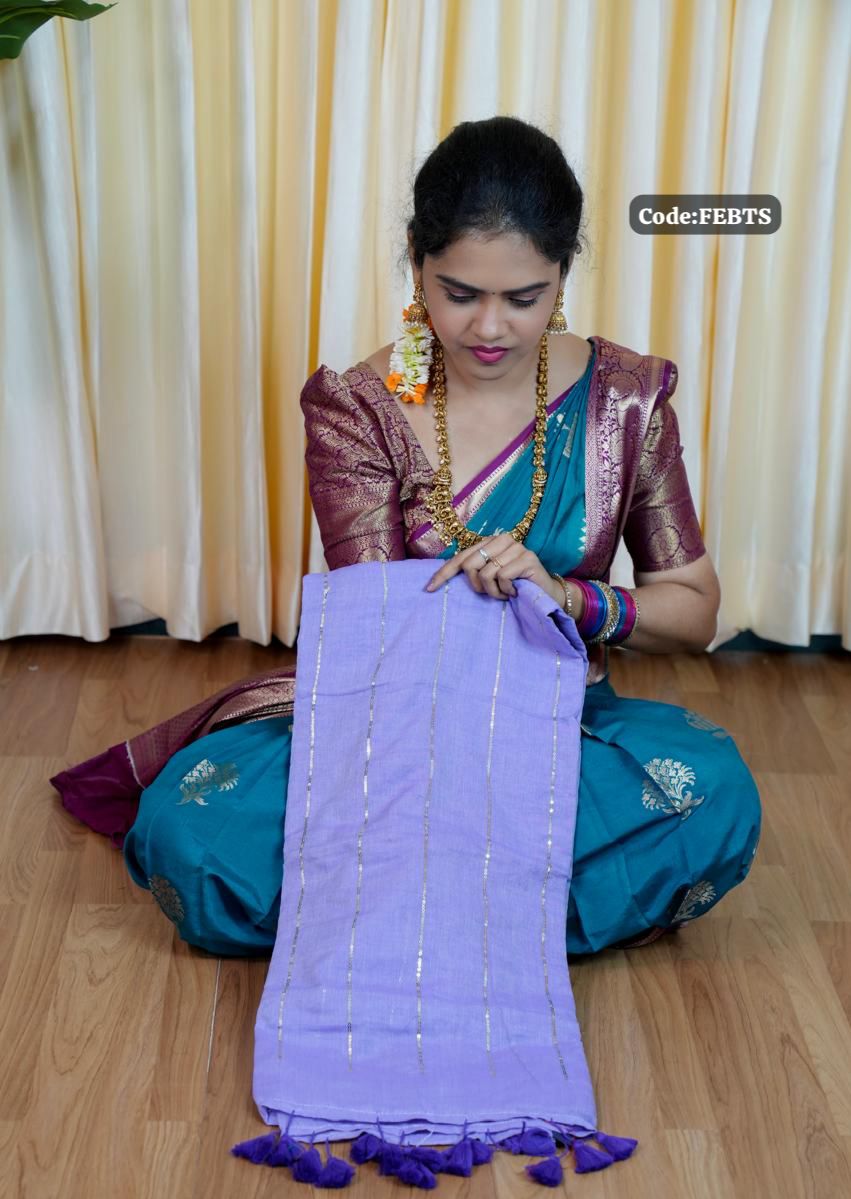 Soft cotton saree with sequence work 🎁