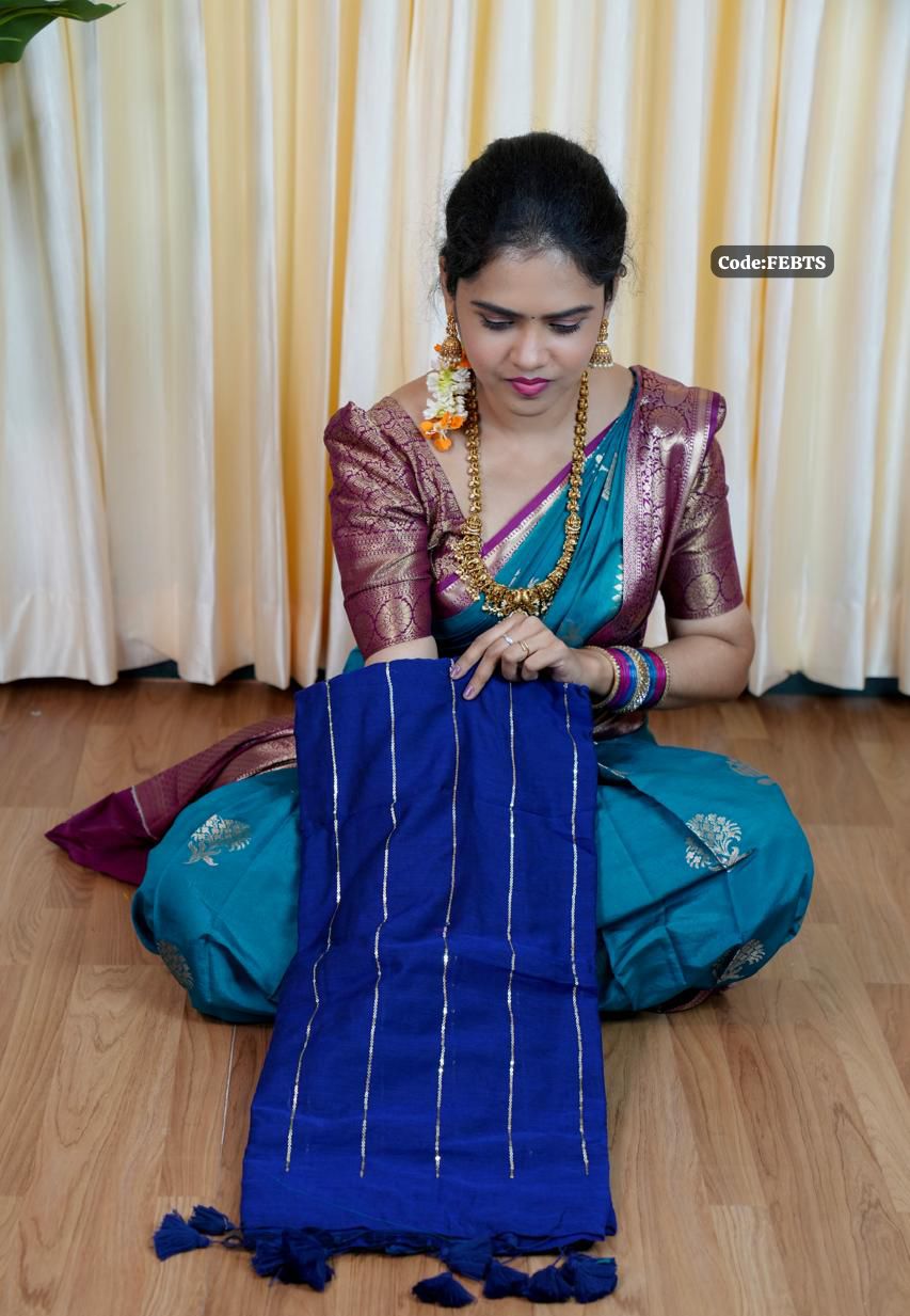 Soft cotton saree with sequence work ๐