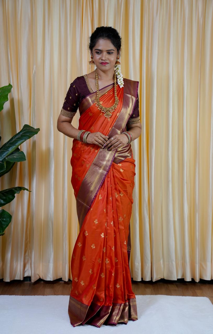 Soft silk saree marroon borderš